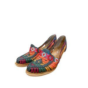 Authentic Mexican Lupita Leather Colorful Sandal Size 25/7-71/2 US  Good Con